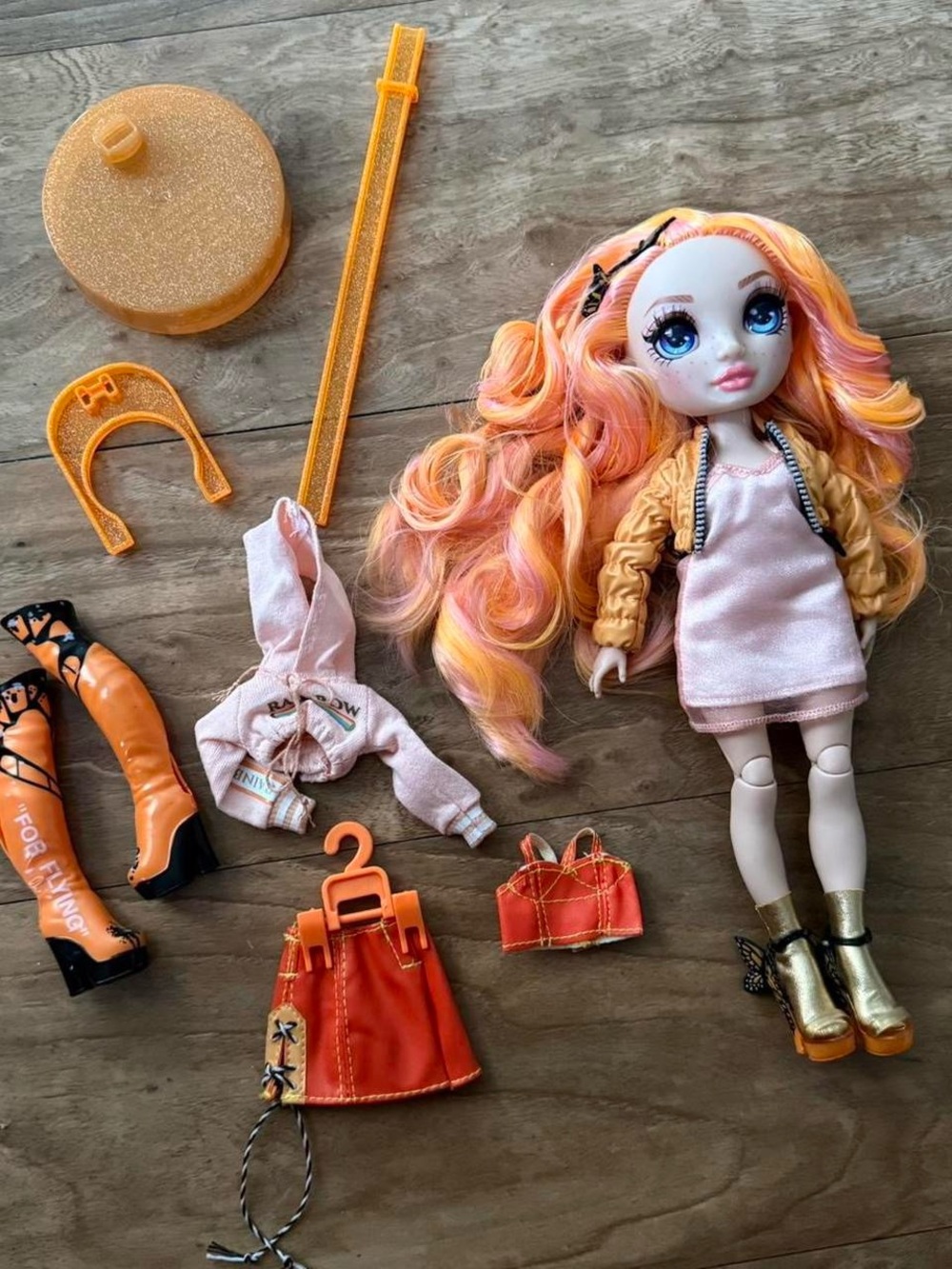 Fashion Doll with Pink & Orange Hair and Orange Outfit - Kids Toys